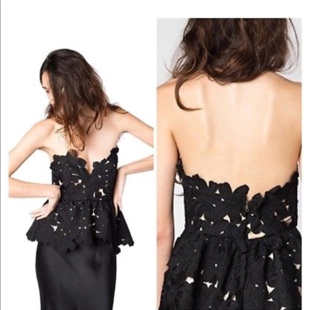 Black lace strapless top
